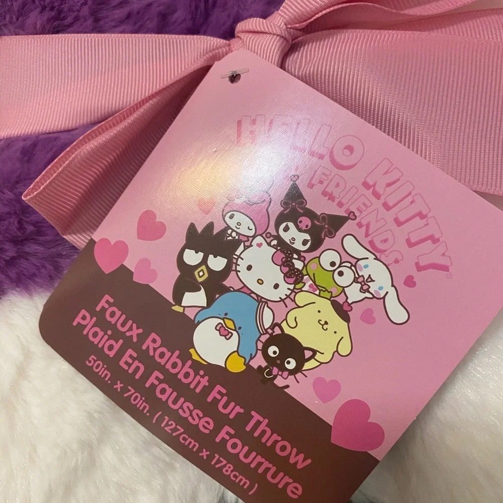 Hello Kitty Valentines Day Faux Rabbit Fur Throw